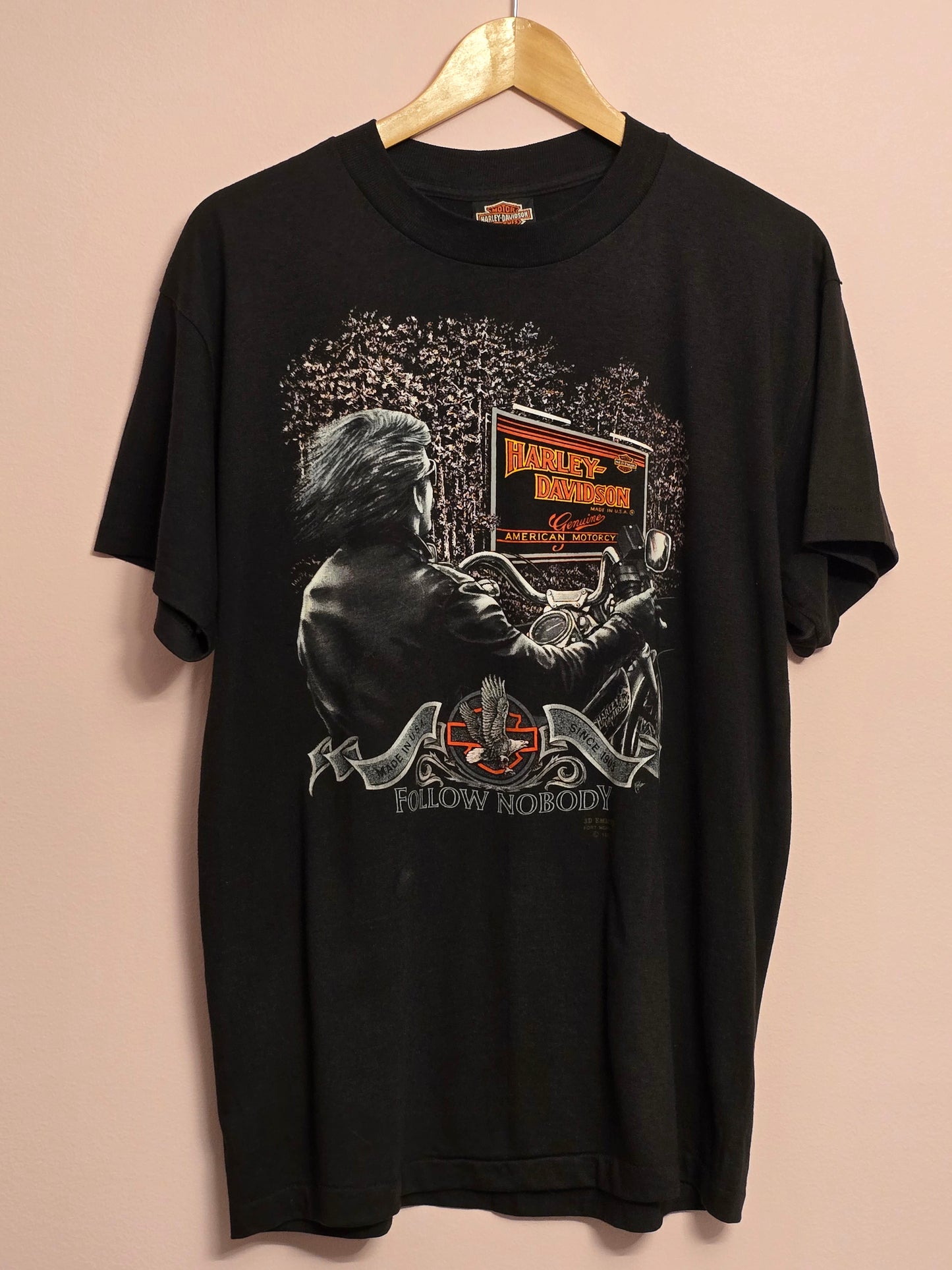 Vintage 1989 Harley Davidson 3D Emblem T-Shirt