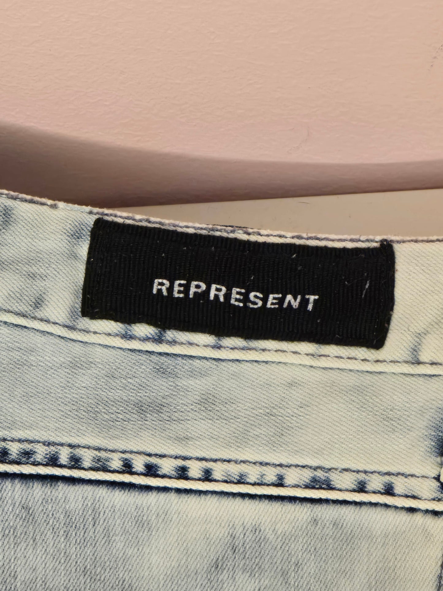 Represent Clo Biker Repairer Denim Bleach Blue Jeans